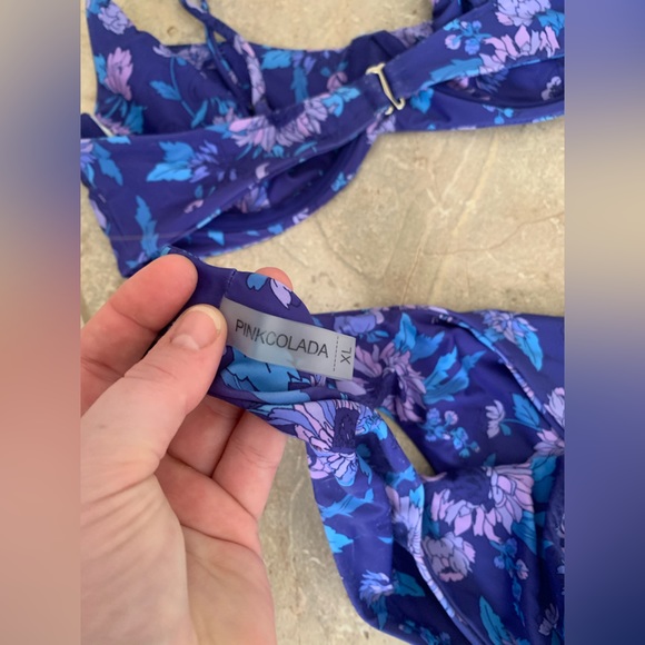 PINKCOLADA TROPEZ BIKINI TOP AND MALDIVES BIKINI BOTTOMS IN VIOLET WILD BLOOM - Picture 9 of 10